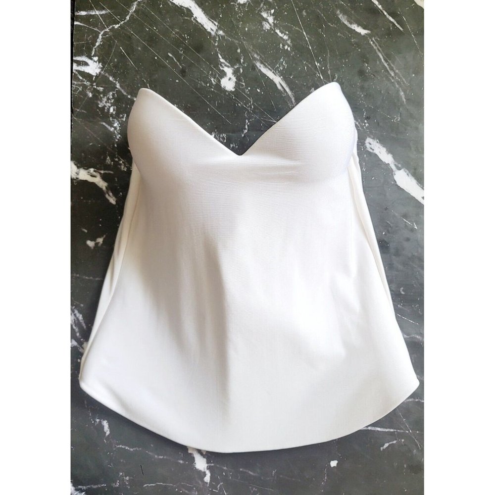 David's Bridal White Longline Strapless Molded Underwire 7643 Lined Bra 36B